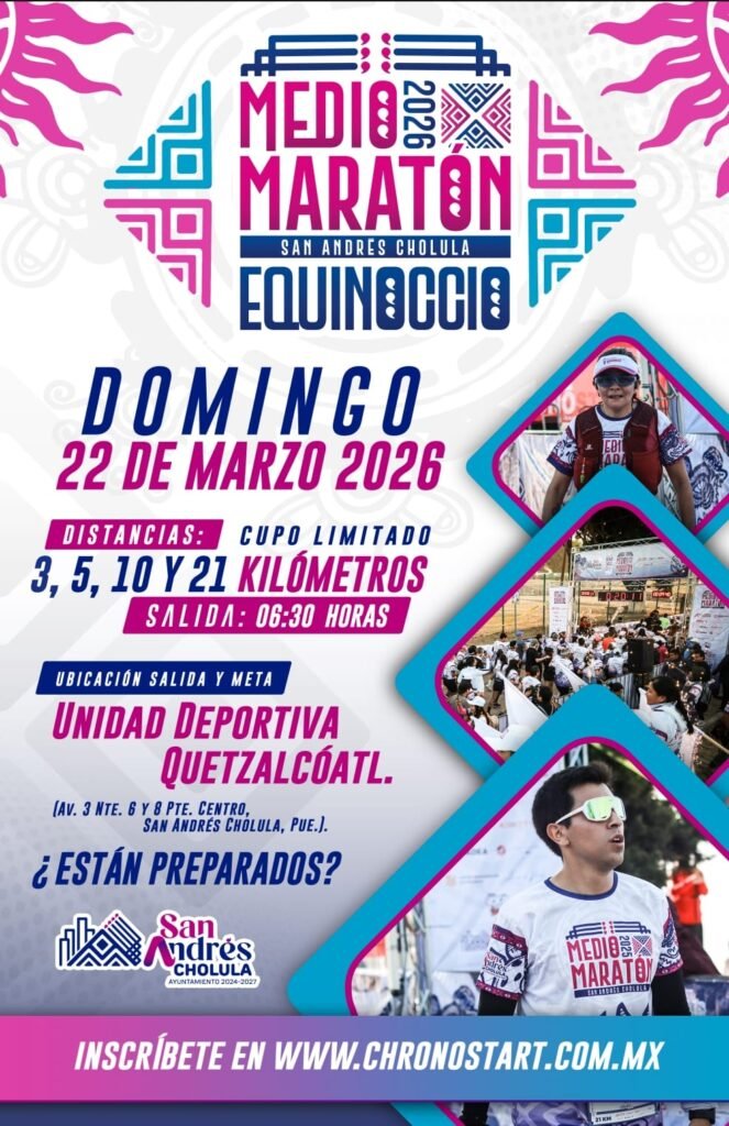Cartel del Medio Maratón Equinoccio Cholula 2026