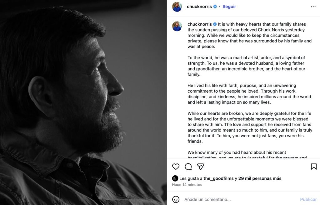 Comunicado de la muerte de Chuck Norris 